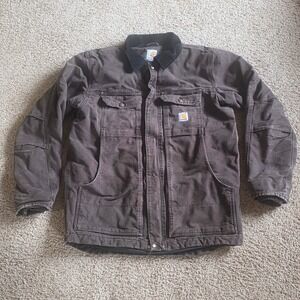 Carhartt Full Swing Traditional Coat 103283 Dark Brown Mens Medium M Duck Cotton